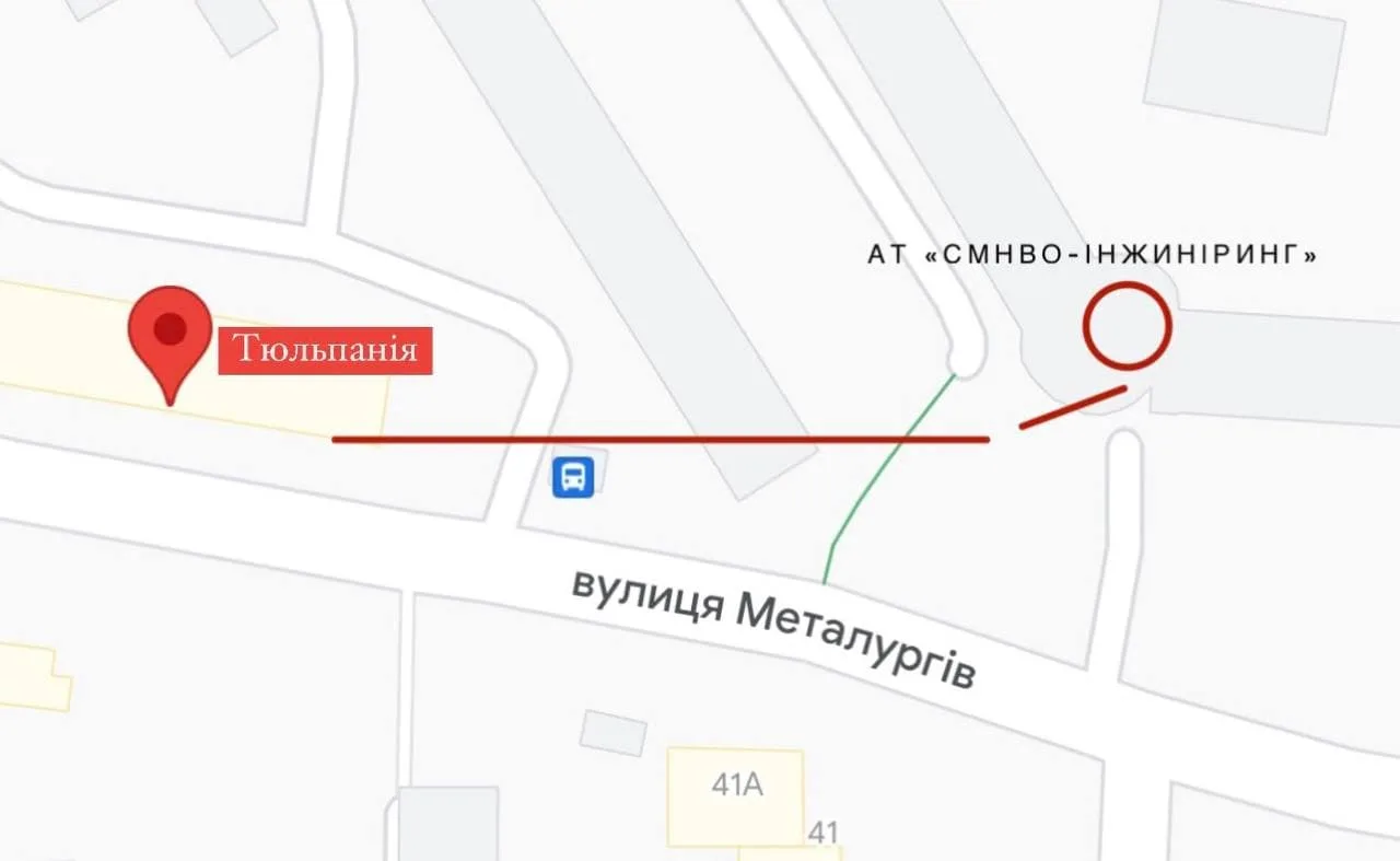 Карта: вулиця Металургів, 2